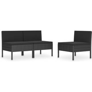 havestole 3 stk. med hynder polyrattan brun