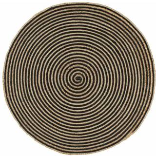 håndlavet jutetæppe med spiraldesign 150 cm sort