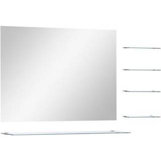 vægspejl med 5 hylder 80x60 cm sølvfarvet