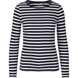 Neutral Dame Langærmet T-Shirt Hvid/Navy Stripe