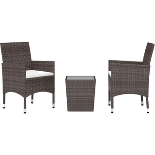 Bistrosæt 3 Dele Polyrattan Og Hærdet Glas - Brun / Uden fodskammel