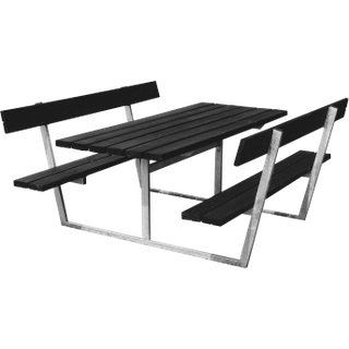 HORTUS Bord-/bænksæt "SIF" sort grundmalet og galvaniseret stel med ryg L: 175 x B: 180 cm - 801-082
