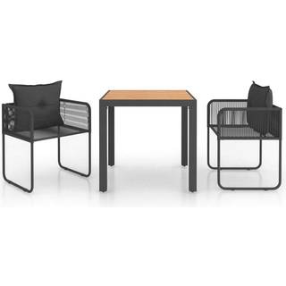 Spisebordssæt Til Haven 3 Dele Polyrattan - 2 / Sort og brun / 79 cm bordlængde