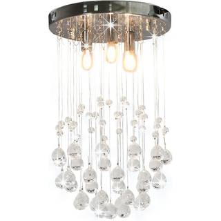 loftlampe med krystalperler kugleformet 3 x G9-pærer sølvfarvet
