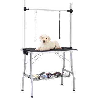 vaske-/trimmebord til hund justerbart m. 2 løkker og kurv