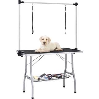 vaske-/trimmebord til hund justerbart m. 2 løkker og kurv