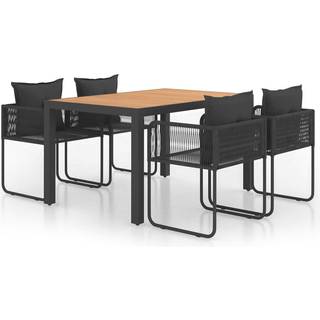 Spisebordssæt Til Haven 3 Dele Polyrattan - 4 / Sort og brun / 150 cm bordlængde