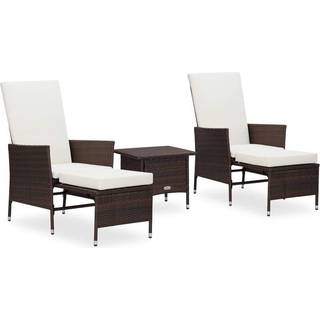 loungesæt til haven 3 dele med hynder polyrattan grå