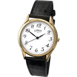 Limit 5066.01 Gold Plated Black Leather Strap Watch - W7734