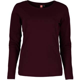ID Interlock Dame Langærmet t-shirt - Mørk Bordeaux - M