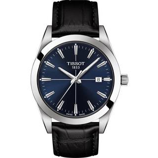 TISSOT Gentleman armbåndsur i stål med blå skive og sort læderrem