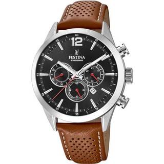 Festina Chrono herreur i stål med sort urskive