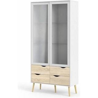 Oslo vitrine (large) - Hvid/Eg - D 39 x B 99 x H 200 cm.