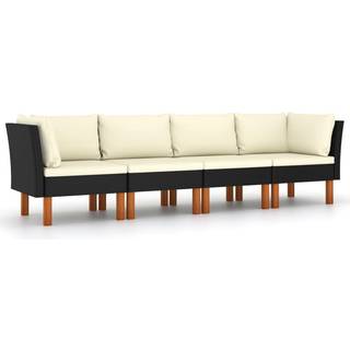 3-Personers Havesofa Med Hynder Polyrattan Sort - 4 / 4-personers
