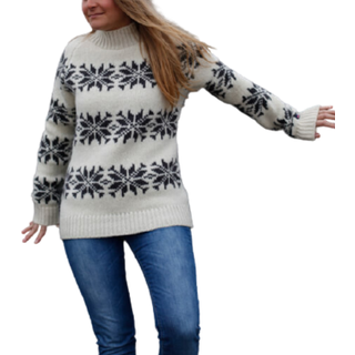 Original islænder sweater med høj hals af 100% ren uld L = str. 44