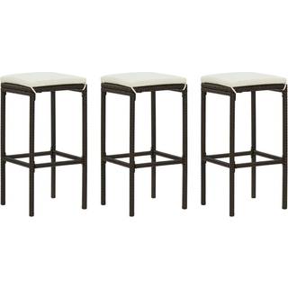 barstole med hynder 3 stk. polyrattan sort