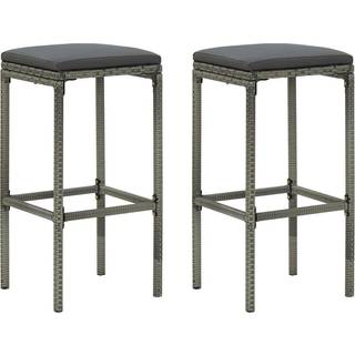 barstole med hynder 2 stk. polyrattan sort
