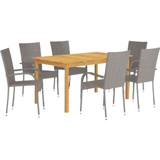 Have Dining Sæt 7 Personer Grå Metal Holdbart Rektangulært