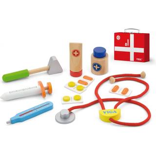 VIGA Legetøjs doktorsæt i træ, 11 dele
