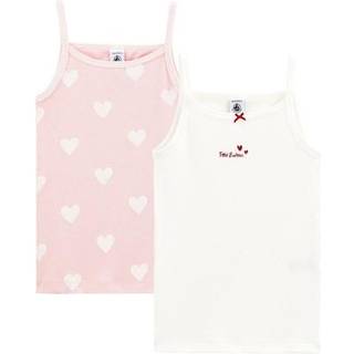 Petit Bateau 2-pak Heart Print Tanktoppe Lyserøde 3 Y  Hvid  3 år  kvinde