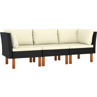 3-personers havesofa med hynder polyrattan grå