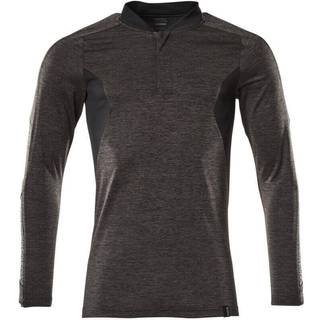 MASCOT ACCELERATE poloshirt, langærmet, mørk antracit-meleret/sort - L