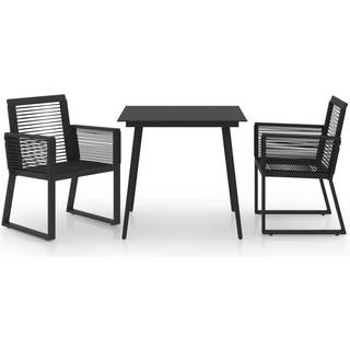 Udendørs Spisebordssæt 5 Dele Pvc-Rattan Sort - 2 / 80 cm bordlængde