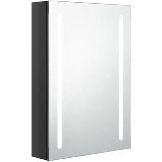 Badeværelsesskab Med Spejl + Led-Lys - Betongrå / 50 x 13 x 70 cm