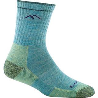 Darn Tough Women's Hiker Micro Crew Midweight Hiking Sock Cushion Aqua Heather, Aqua Hetaher, L