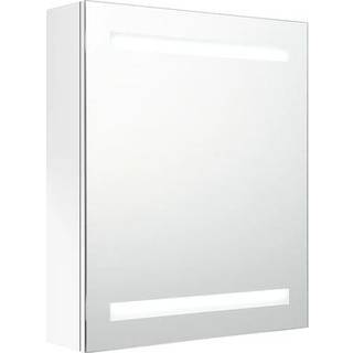 badeværelsesskab med spejl + LED-lys 50x14x60 cm blank hvid