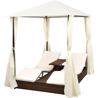dobbelt solseng med gardin polyrattan sort