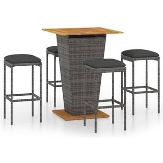 Barsæt Til Haven 3 Dele Med Hynder Polyrattan - 4 / Grå / 80 cm bordlængde