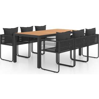 Spisebordssæt Til Haven 3 Dele Polyrattan - 6 / Sort og brun / 184.5 cm bordlængde