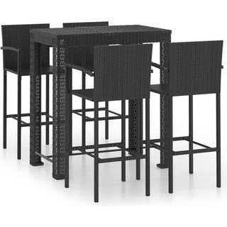 udendørs barsæt 5 dele med armlæn polyrattan grå