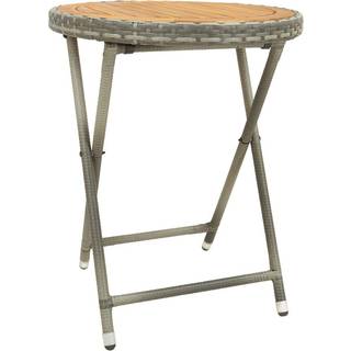 tebord 60 cm massivt akacietræ og polyrattan sort