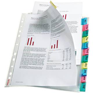 Plastlommer Index 85my 12-delt A4Maxi flerfarv, 10 stk., varenr. 414170