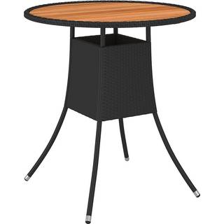 spisebord til haven Ø70 cm polyrattan og massivt akacietræ sort