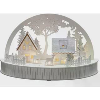 Konstsmide Christmas Huse og rensdyr LED-silhuet, batteridrevet, Hvid/opal, Træ