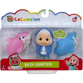 Cocomelon Official Bath Squirters med JJ -karakterlegetøj (4 høje) og 2 hajer (4 bred) badetid sjov legesæt - karakterlegetøj til babyer småbørn