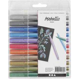 Metallic Tusch 12 stk. - 2-4 mm i Flotte Farver