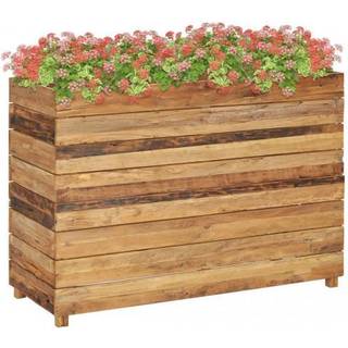 højbed 100x40x72 cm genanvendt teaktræ og stål