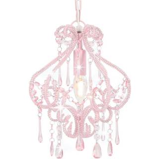 loftlampe med perler rund E14 hvid