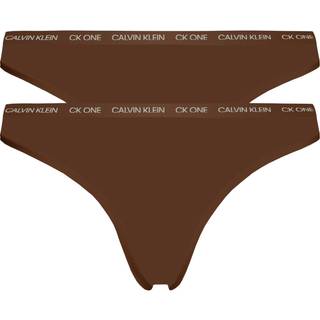 Calvin Klein 2-pak One Cotton Stretch Plus Thong - Darkbrown - XX-Large