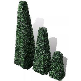 Sæt med 3 udendørs kunstige buksbom pyramideformede topiary-haveplanter