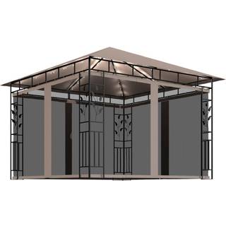 Pavillon Med Myggenet Og Led-Lyskæder 3X3X2,73 M Farvet - Gråbrun / 3 x 3 x 2.73 m