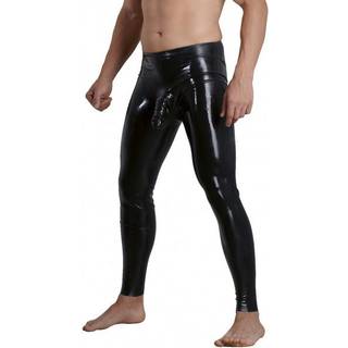 LateX Latex Leggings with Penis Sleeve Black L