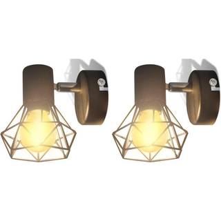 væglamper 2 stk. med LED-pærer industriel stil sort