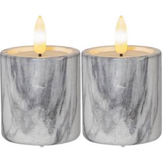 Star trading - LED -bloklamper 2 -pak flamme marmor