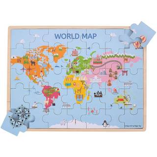 Bigjigs Wooden World Map Puzzle 35dlg. Wood