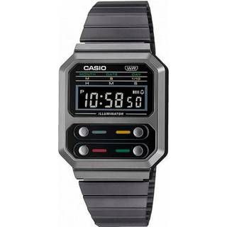 Casio Collection Grey Ion Plated F100 Revival Digital Men's Watch A100WEGG-1AEF